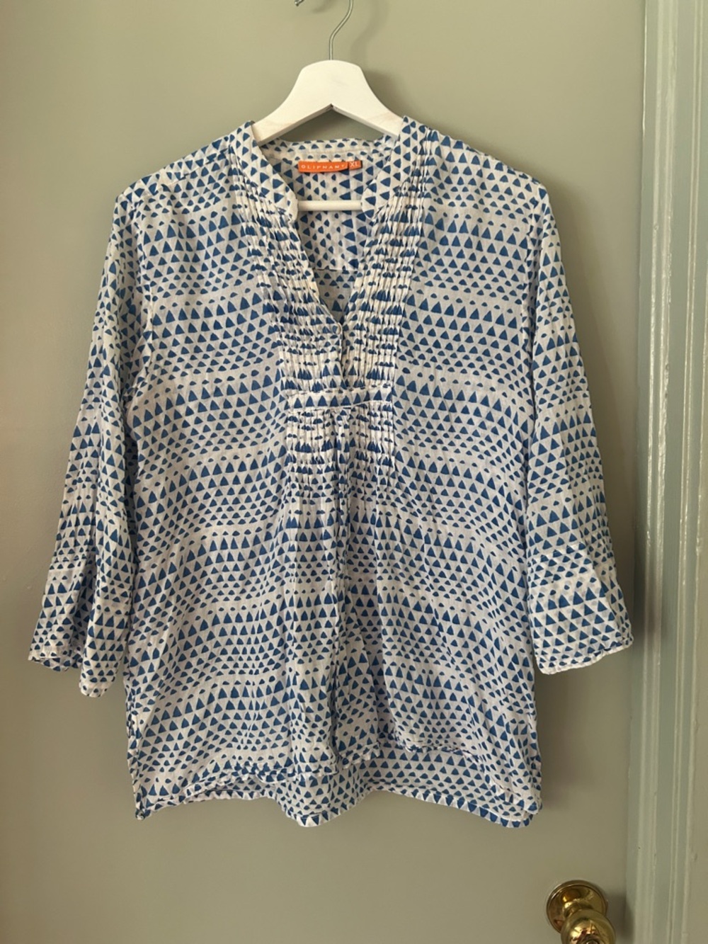 Oliphant Blue geometric Patterned Women's Tunic Top XL